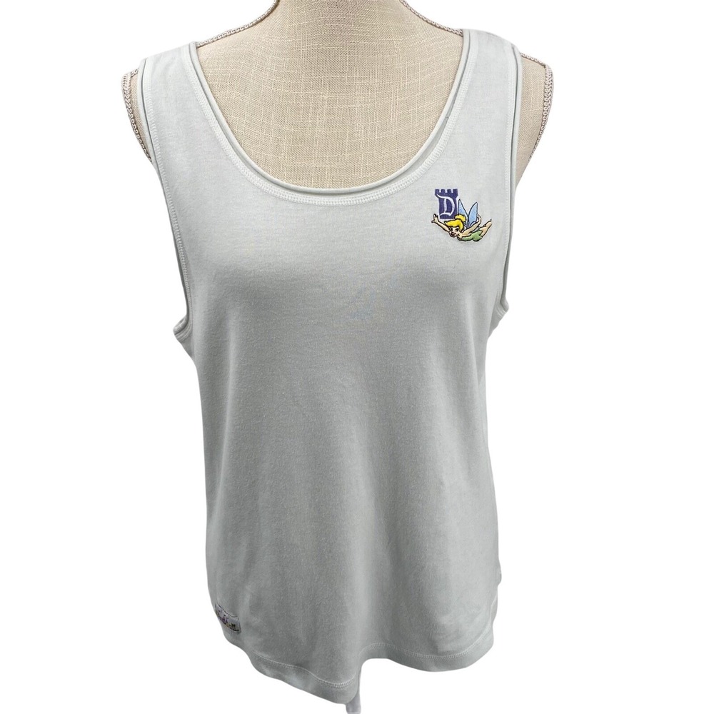 Disneyland Resort Tinker Bell Tank Top Womens XL Light Blue Cotton Sleeveless